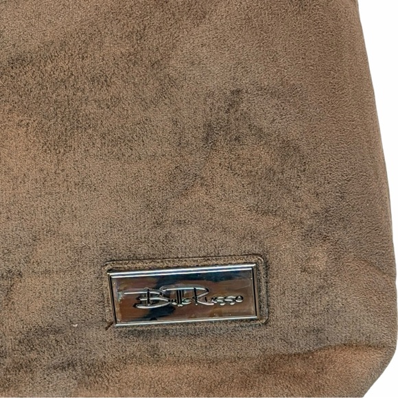 Bella Russo Large Faux Suede Hobo Shoulder Bag Taupe Brown Tassel Charm Boho - Picture 3 of 6